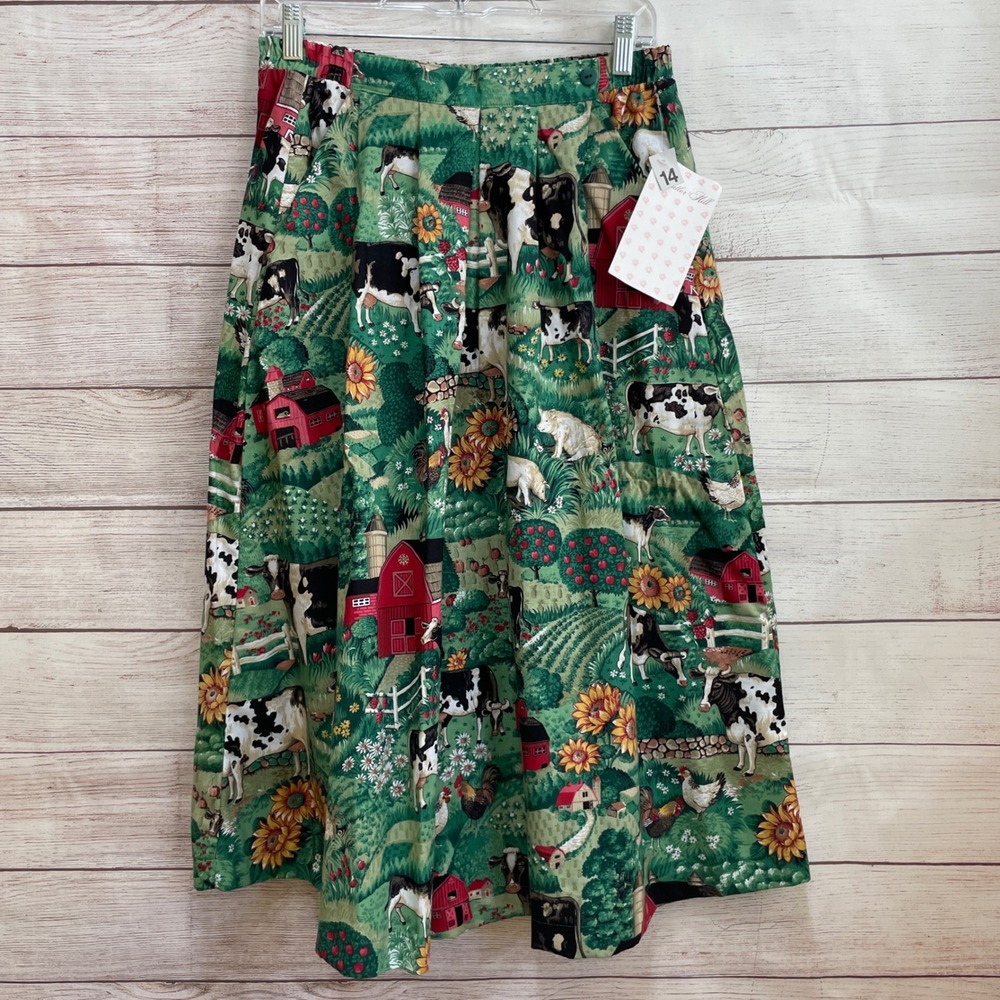 NEW WITH TAGS VINTAGE CHANDLER HILL FARM PRINT MIDI SKIRT